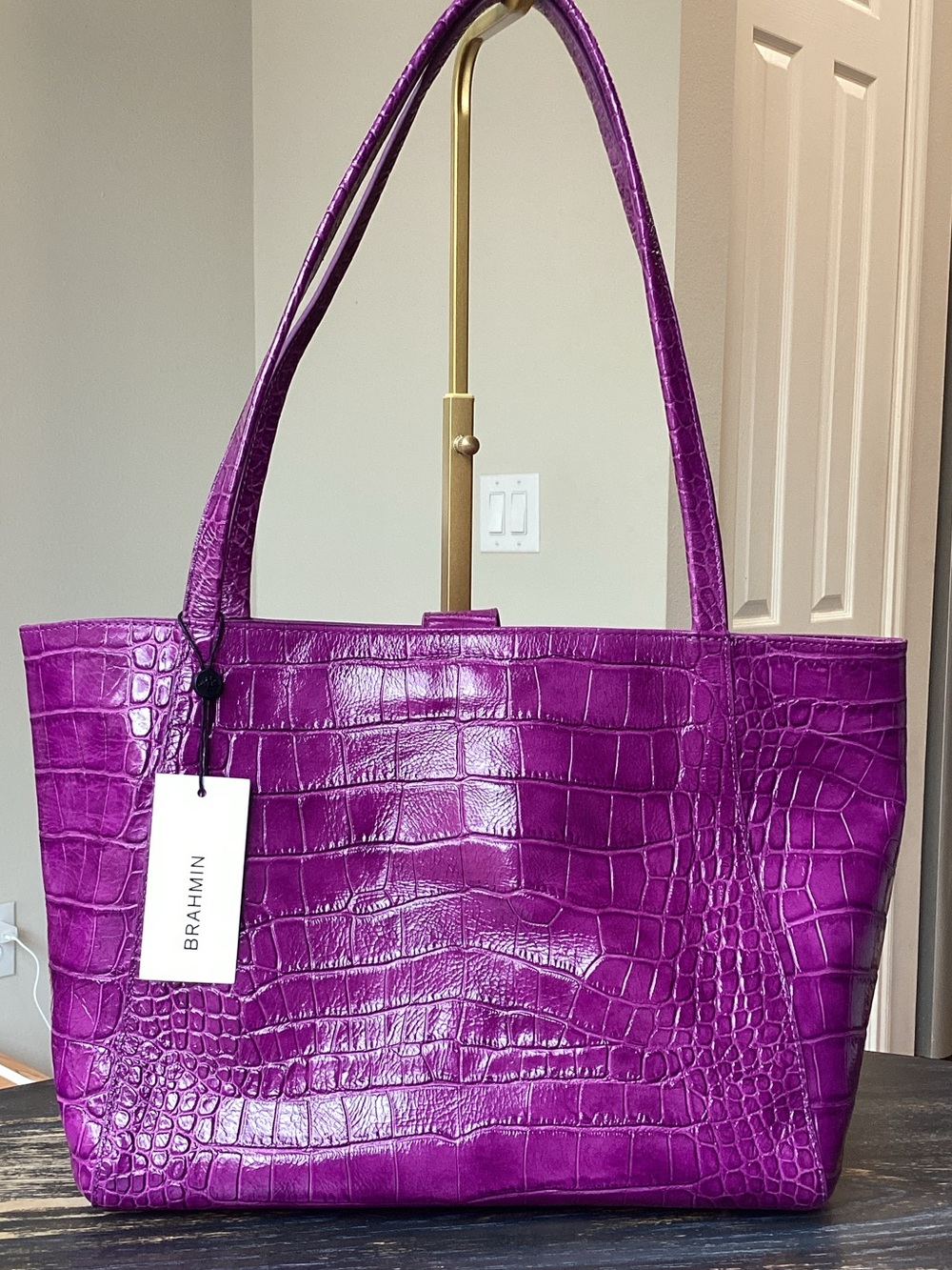 Brahmin Mona Purple Alba Leather Tote - Picture 3 of 7